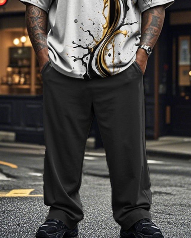 Personalized Cross Men's Large Size Short-sleeved Trousers Two-piece Suit