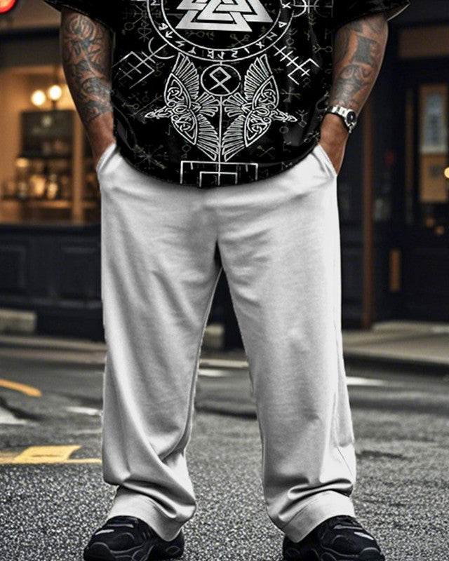 Viking Men's Large Size Short-sleeved Trousers Two-piece Suit