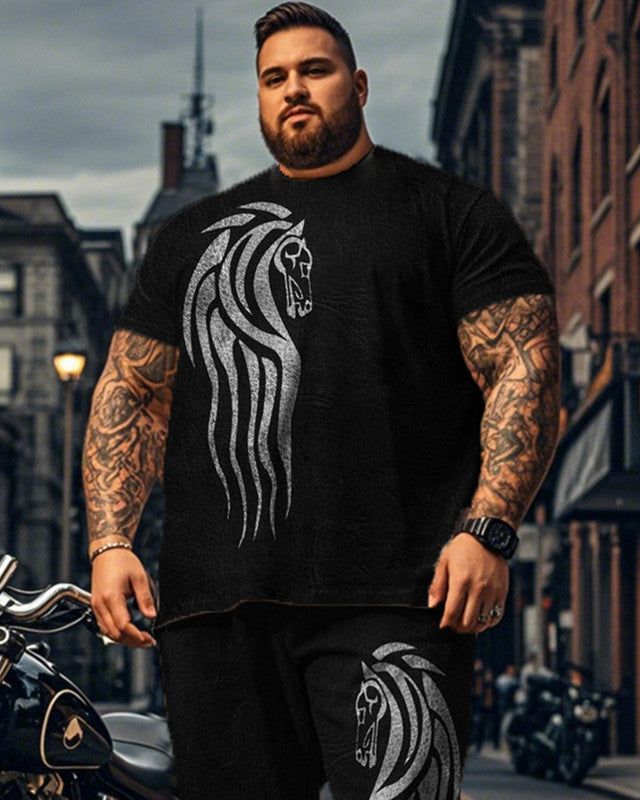 Dragon Totem Short-sleeved Trousers Large Size Men's Suit
