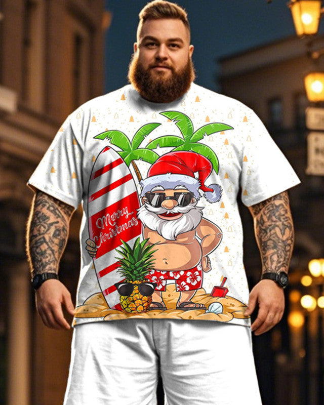 Santa Claus Vacation Casual Short-sleeved T-shirt Shorts Plus Size Men's Suit