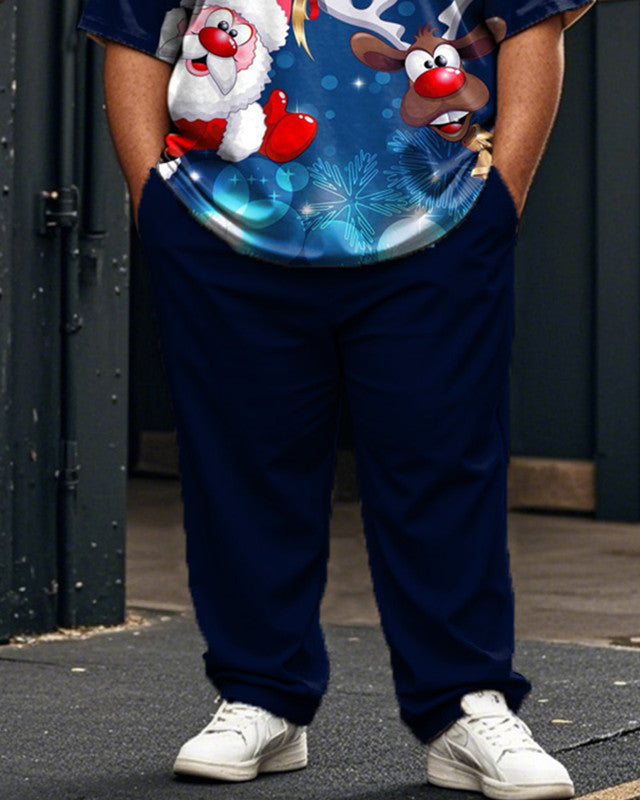 Santa Elk Short-sleeved Top and Pants Plus Size Suit