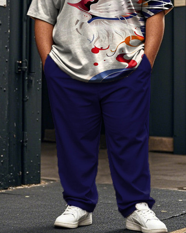 Lion Plus Size Men's Short Sleeve Trousers Suit