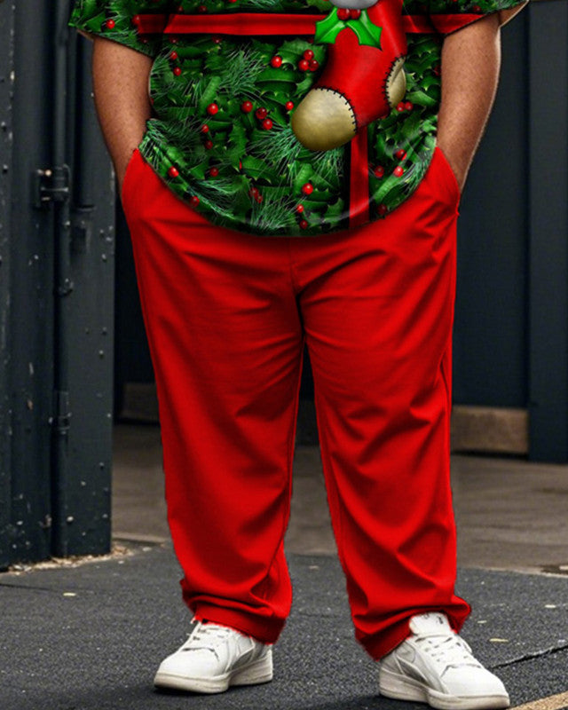 Christmas Tree Socks Short Sleeve Top and Pants Plus Size Suit