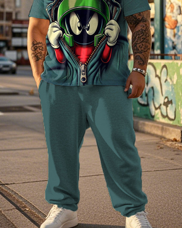Men's Personality Plus Size Short Sleeve Pant Suit
