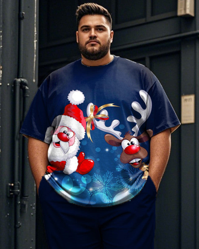 Santa Elk Short-sleeved Top and Pants Plus Size Suit