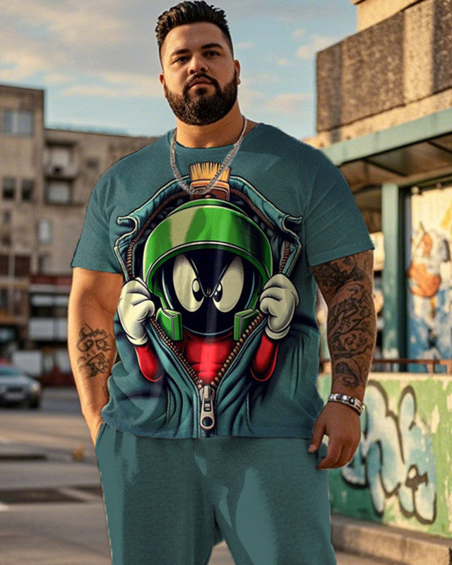 Men's Personality Plus Size Short Sleeve Pant Suit