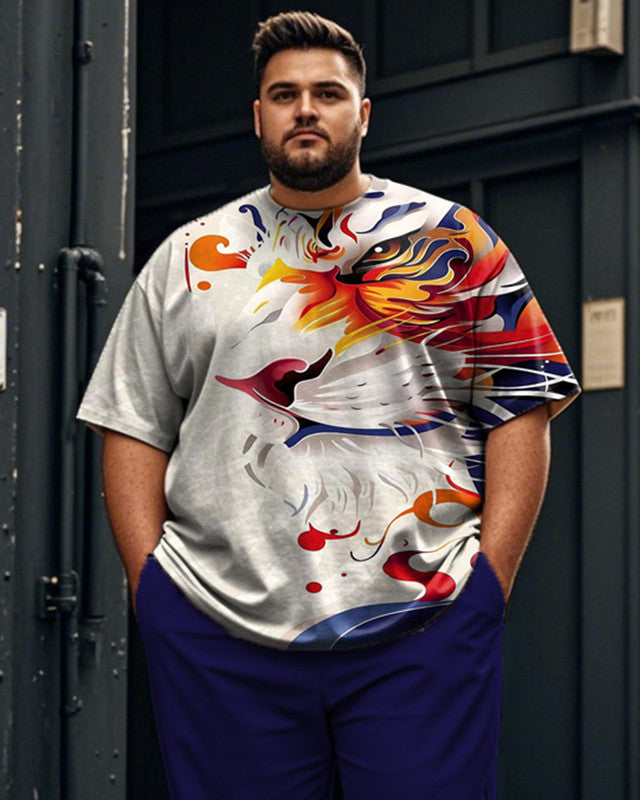 Lion Plus Size Men's Short Sleeve Trousers Suit