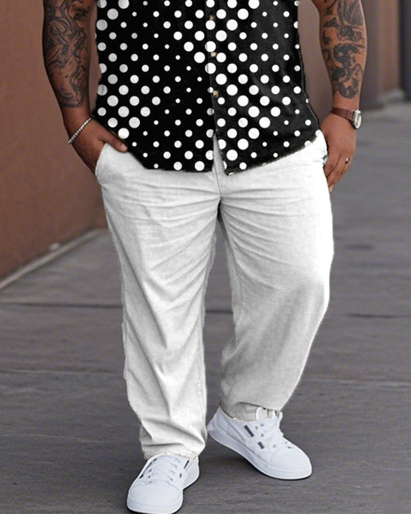 Gradient Color Polka Dot Personality Large Size Short-sleeved Lapel Shirt Trousers Men's Suit