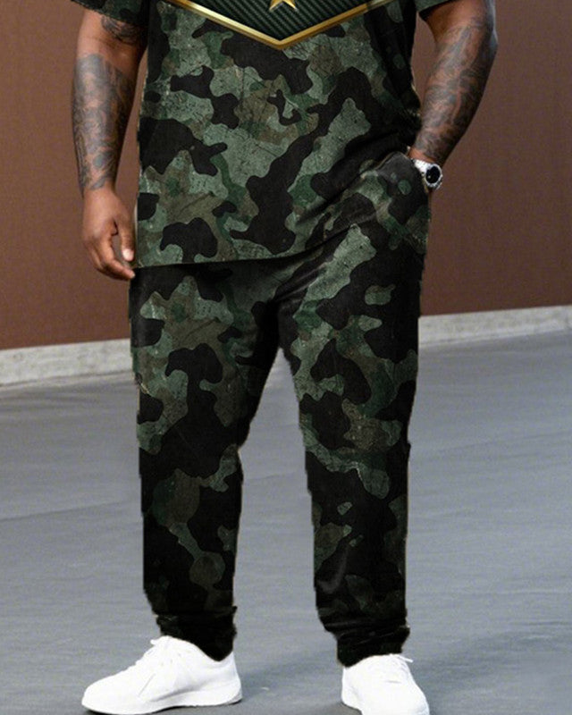 Camouflage Large Size Short Sleeve Long Pants Men's Suit