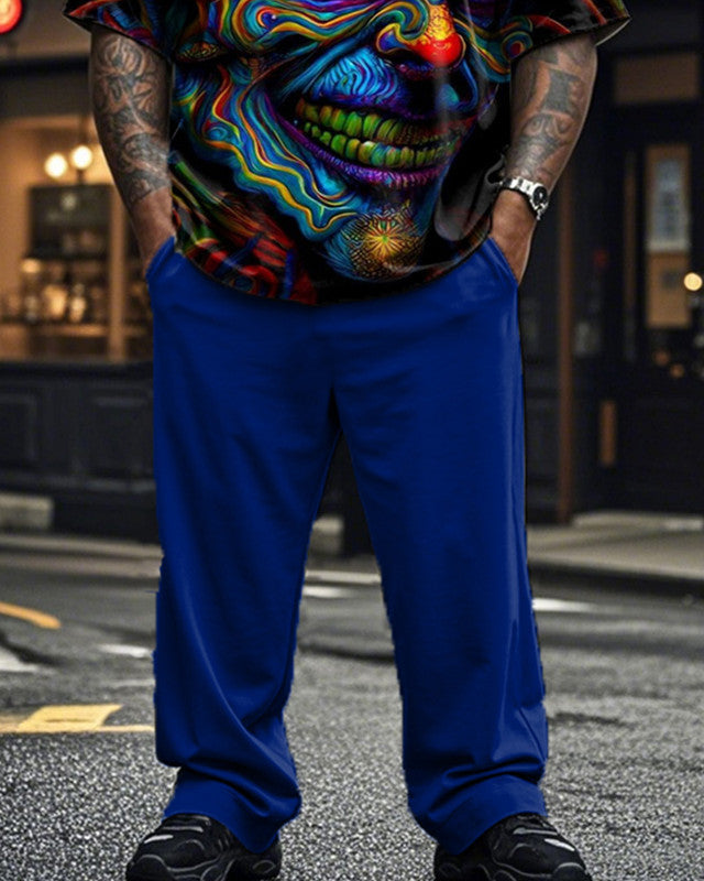 Joker Print Short Sleeve T-Shirt Trousers Large Size Men's Suit