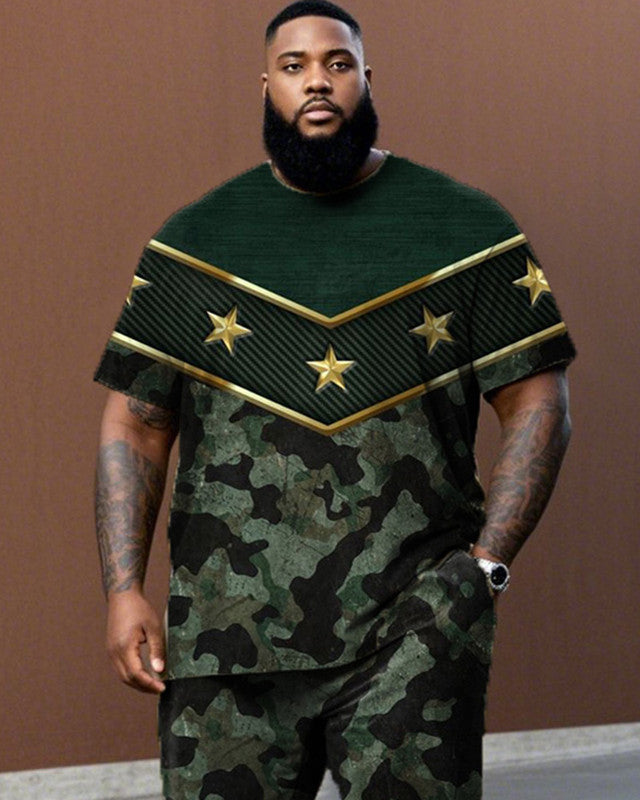 Camouflage Large Size Short Sleeve Long Pants Men's Suit