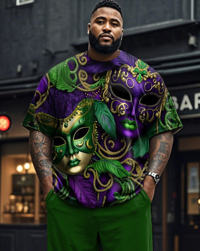 Carnival Short-sleeved T-shirt and Trousers Plus Size Men's Suit