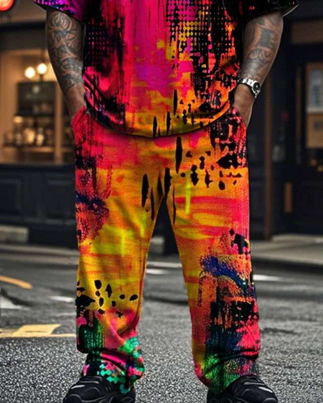 Personalized Short-sleeved T-shirt and Trousers Plus Size Men's Suit