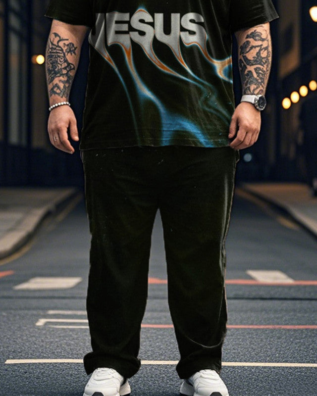 Christian Printed Oversized Short Sleeve Men's Suit