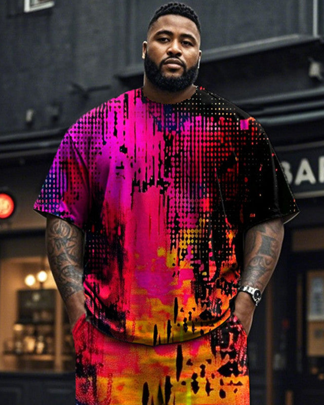 Personalized Short-sleeved T-shirt and Trousers Plus Size Men's Suit