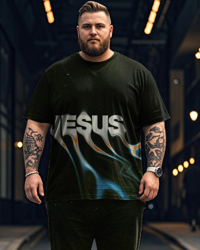Christian Printed Oversized Short Sleeve Men's Suit