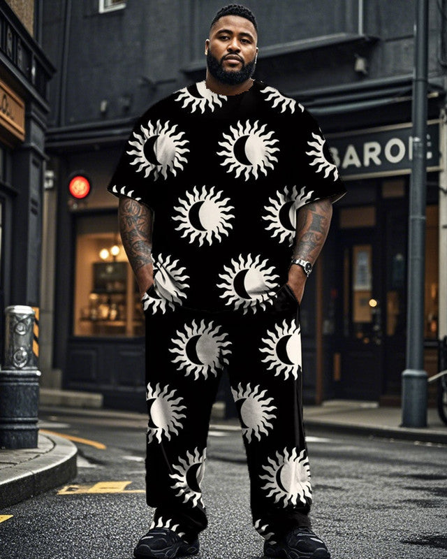 Color-matching moon Short-sleeved T-shirt and Pants Plus Size Suit