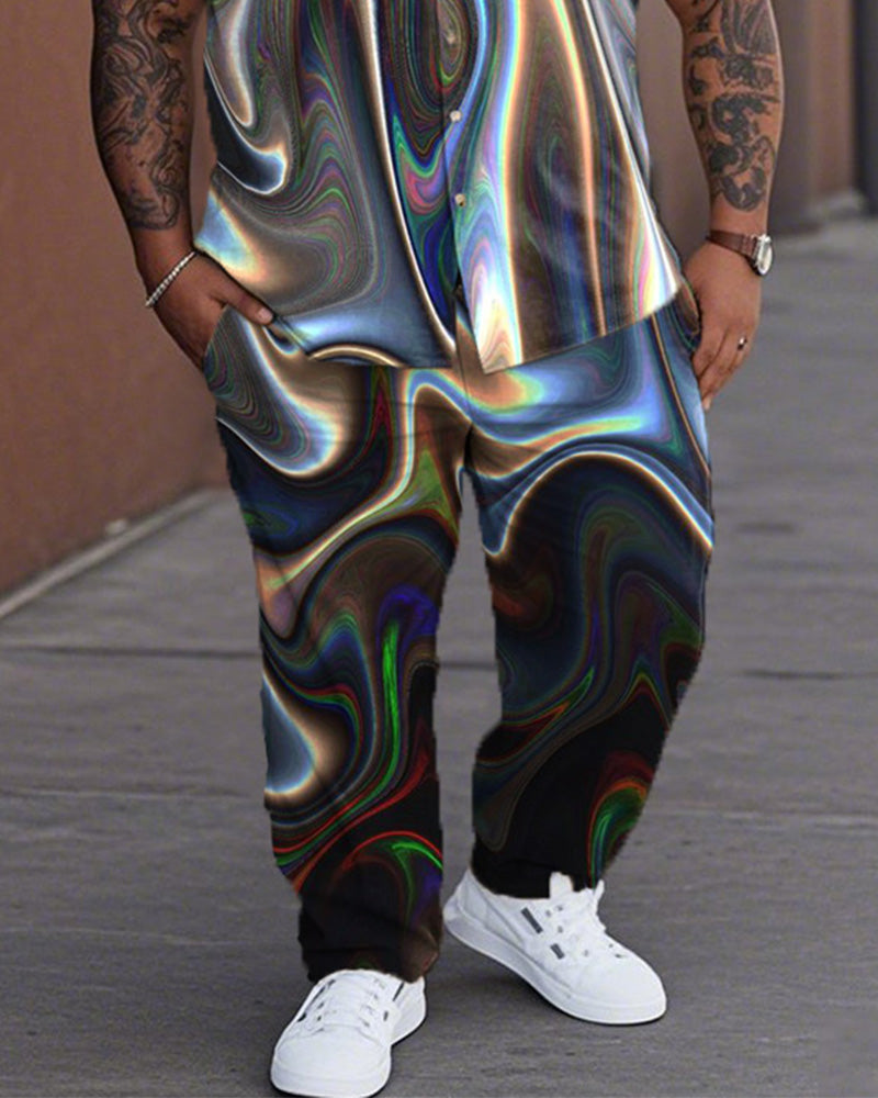 Personalized Large Size Short-sleeved Shirt and Trousers Men's Suit