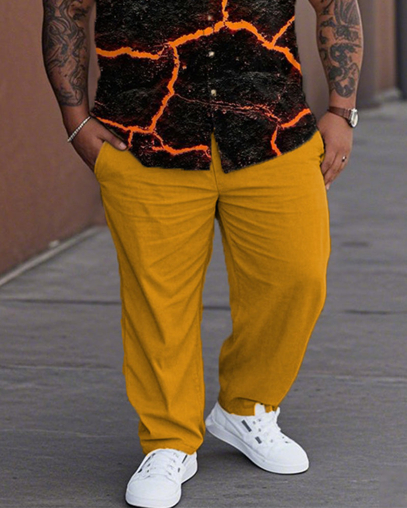 Personalized Casual Large Size Short-sleeved Shirt and Trousers Men's Suit