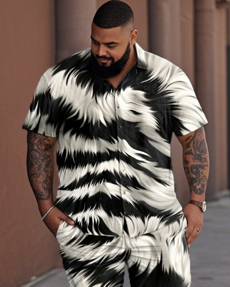 Zebra Print Shirt and Pants Suit with Large Lapels