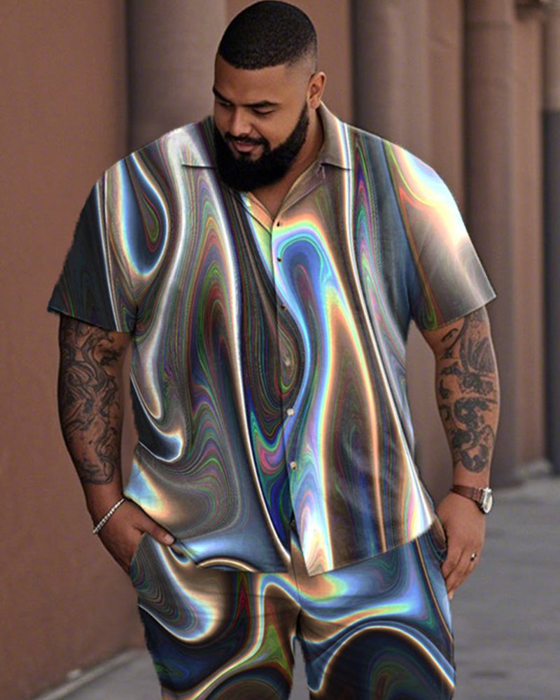 Personalized Large Size Short-sleeved Shirt and Trousers Men's Suit