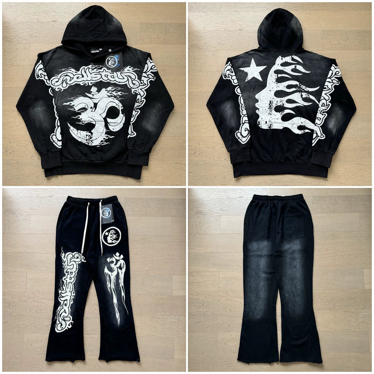 Vintage Casual Hoodie Pants Set