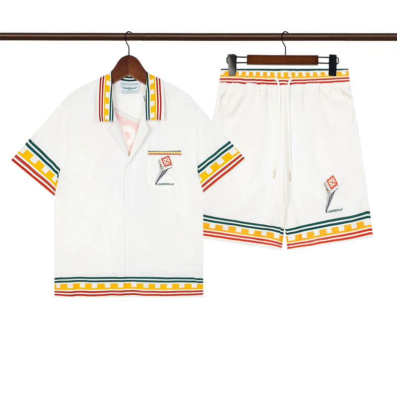 Tennis Club Summer Short Sleeve Shirt Shorts Set