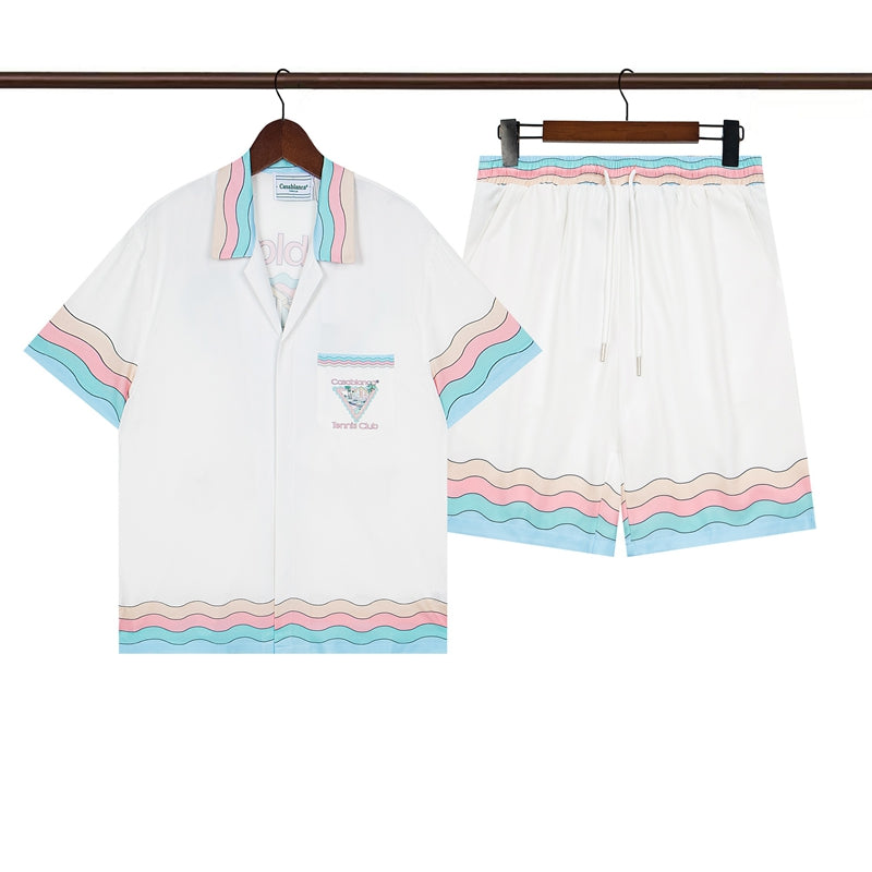 Tennis Club Summer Short Sleeve Shirt Shorts Set