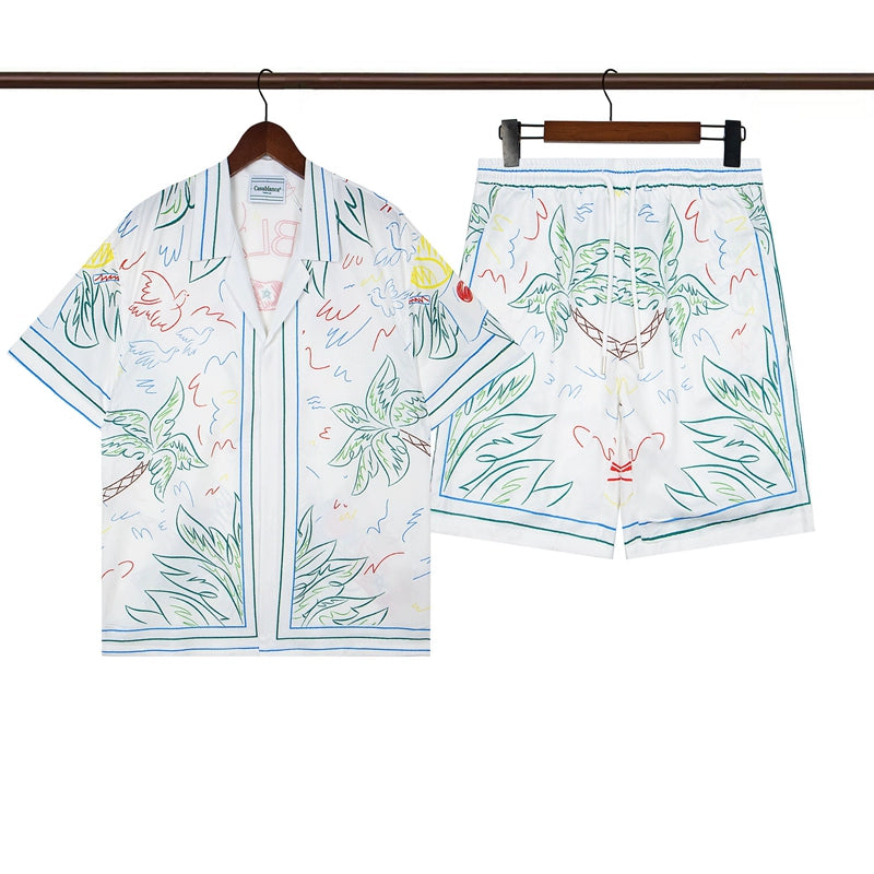 Tennis Club Summer Short Sleeve Shirt Shorts Set