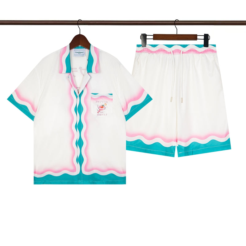 Tennis Club Summer Short Sleeve Shirt Shorts Set