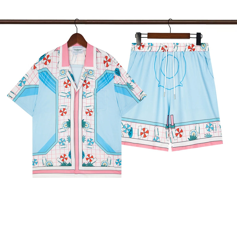 Tennis Club Summer Short Sleeve Shirt Shorts Set