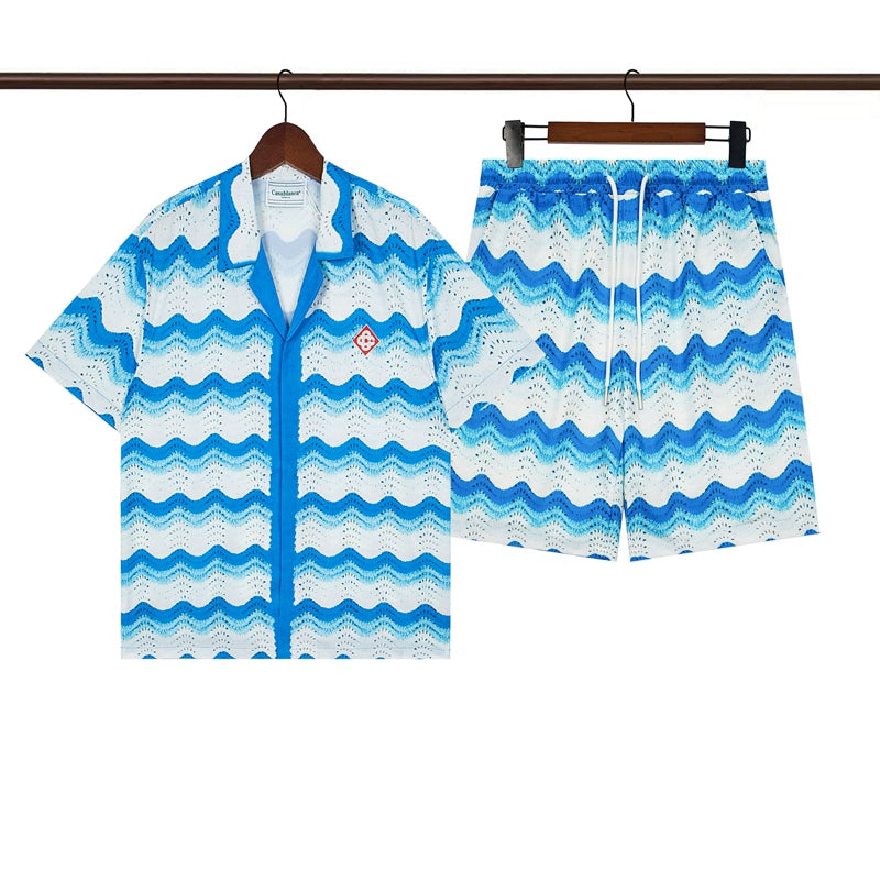 Tennis Club Summer Short Sleeve Shirt Shorts Set