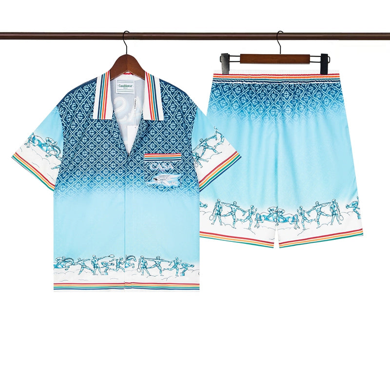 Tennis Club Summer Short Sleeve Shirt Shorts Set