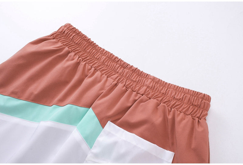 Simple Loose Colorblocked Athletic Shorts