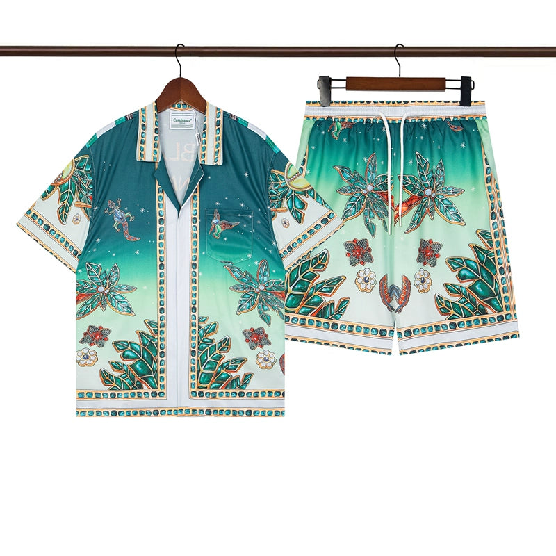 Tennis Club Summer Short Sleeve Shirt Shorts Set