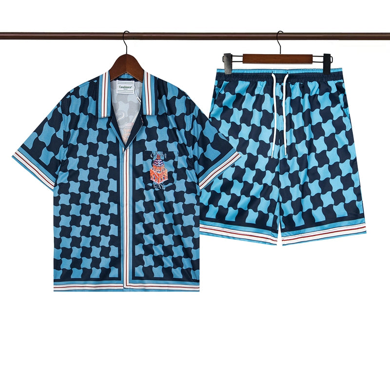 Tennis Club Summer Short Sleeve Shirt Shorts Set