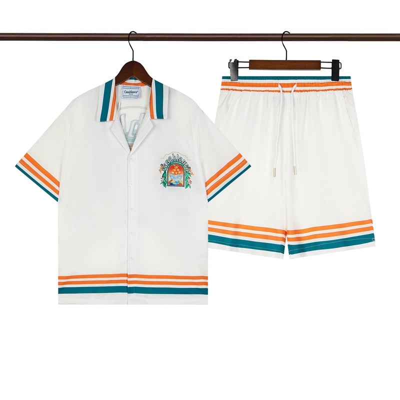 Tennis Club Summer Short Sleeve Shirt Shorts Set