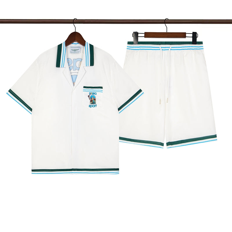 Tennis Club Summer Short Sleeve Shirt Shorts Set