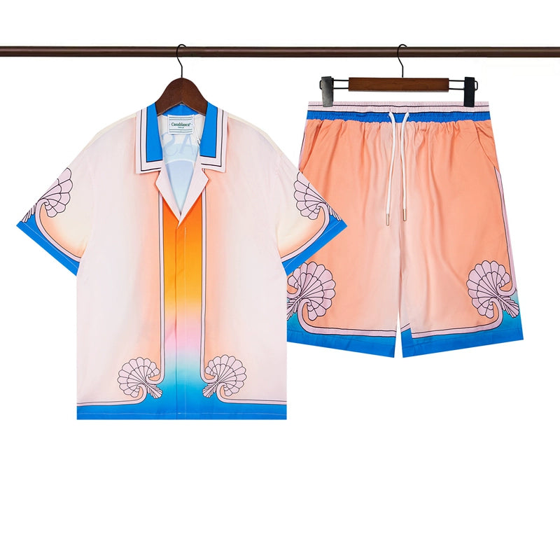 Tennis Club Summer Short Sleeve Shirt Shorts Set