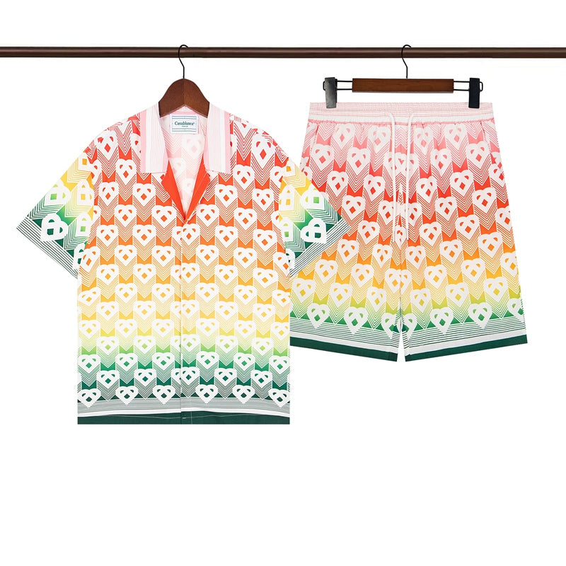 Tennis Club Summer Short Sleeve Shirt Shorts Set