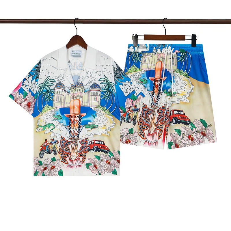 Tennis Club Summer Short Sleeve Shirt Shorts Set