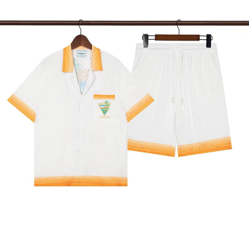 Tennis Club Summer Short Sleeve Shirt Shorts Set