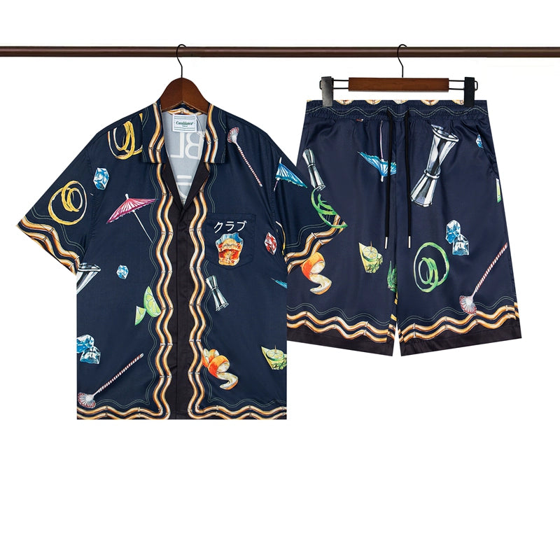 Tennis Club Summer Short Sleeve Shirt Shorts Set