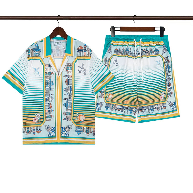 Tennis Club Summer Short Sleeve Shirt Shorts Set
