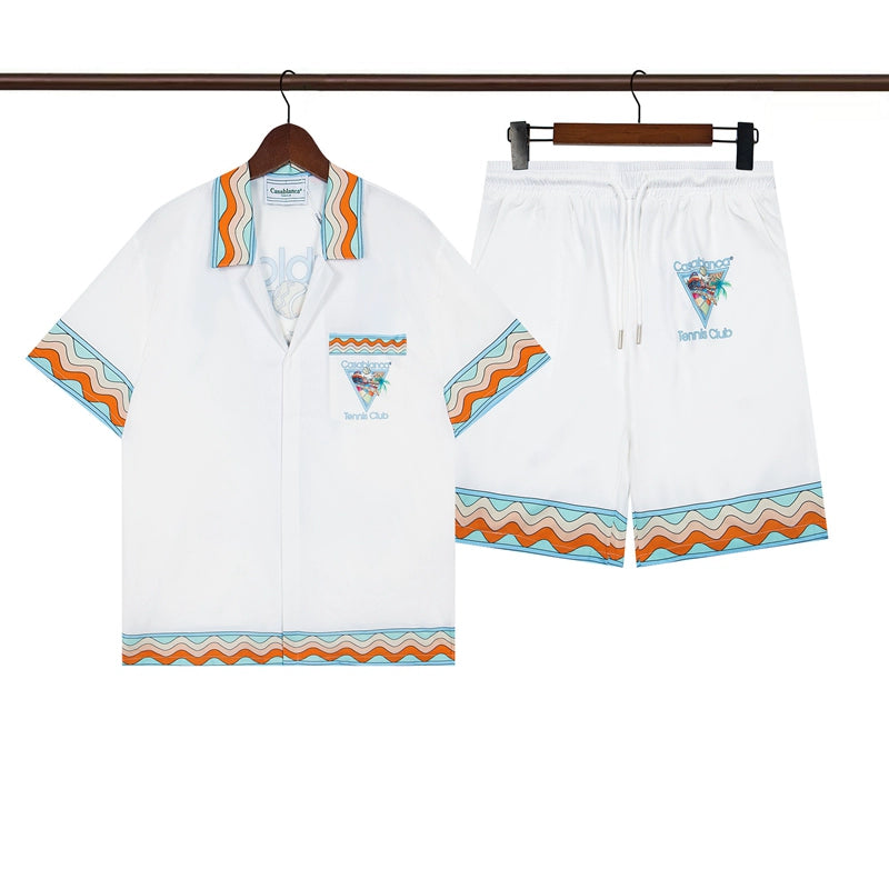 Tennis Club Summer Short Sleeve Shirt Shorts Set