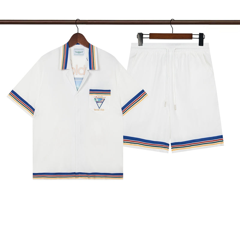 Tennis Club Summer Short Sleeve Shirt Shorts Set