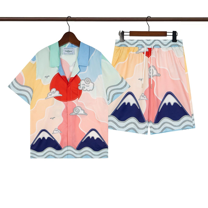 Tennis Club Summer Short Sleeve Shirt Shorts Set