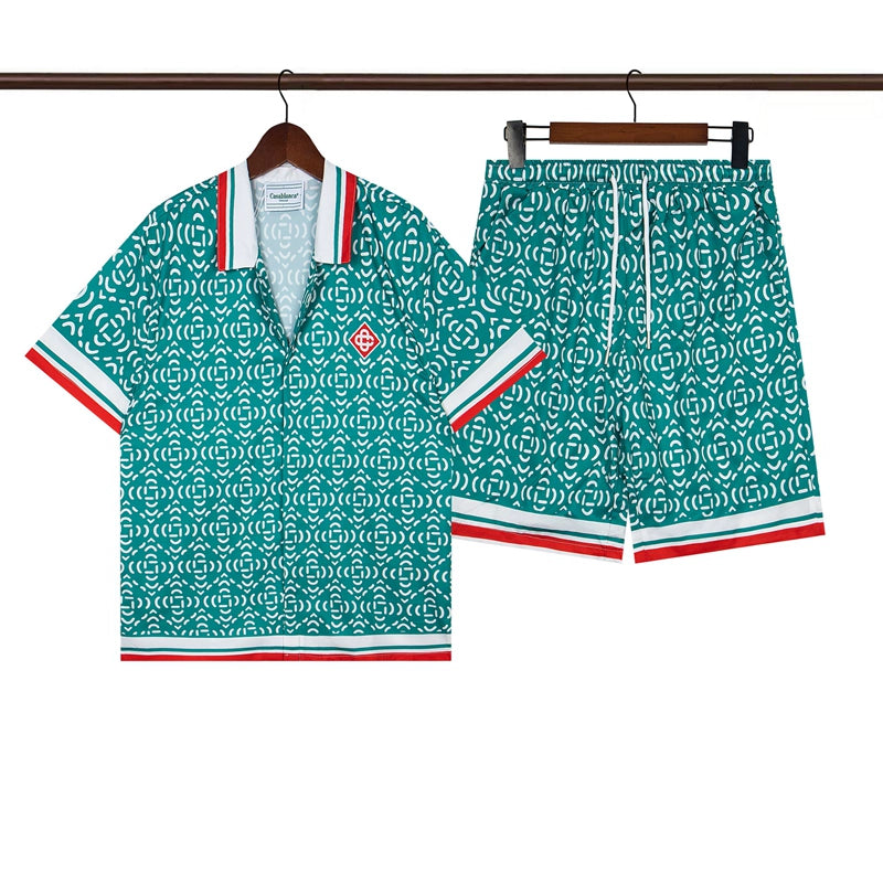Tennis Club Summer Short Sleeve Shirt Shorts Set