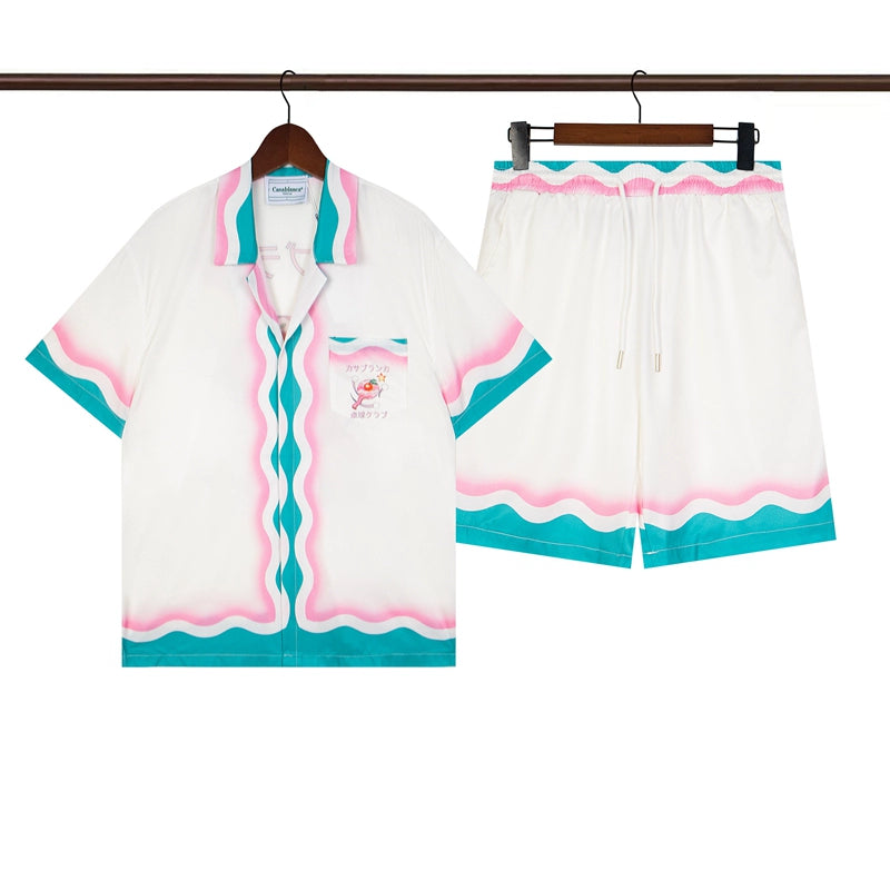 Tennis Club Summer Short Sleeve Shirt Shorts Set