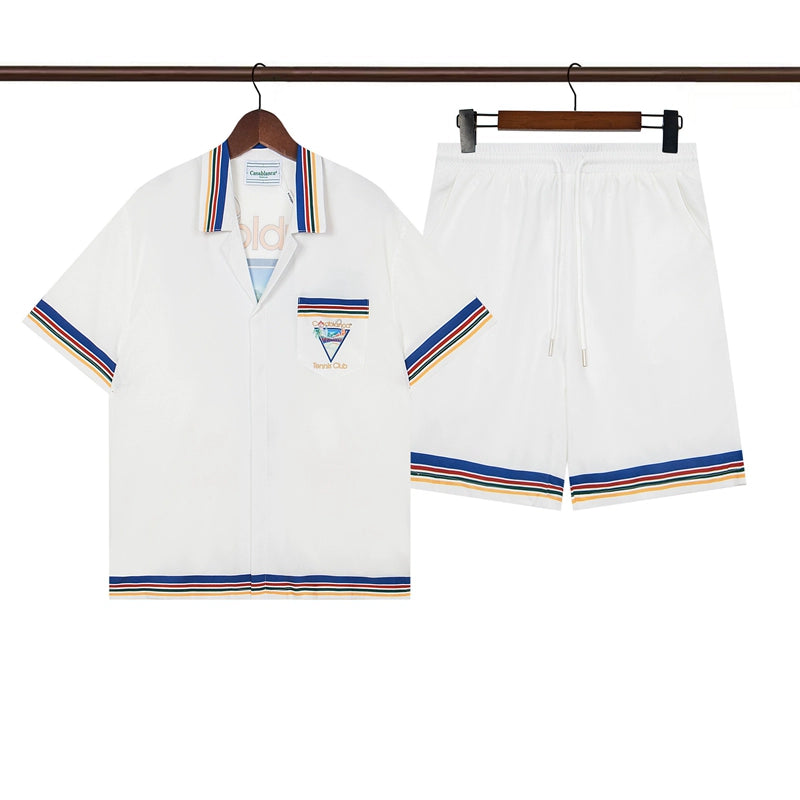 Tennis Club Summer Short Sleeve Shirt Shorts Set
